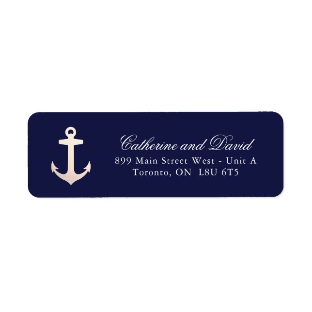Ro Guld Nautical Anchor Returetiketter Returadress Etikett (Framsidan)