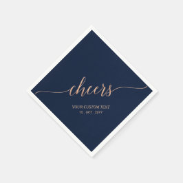 Ro Guld & Navy Elegant Snyggt Lettering Cheers Pappersservett