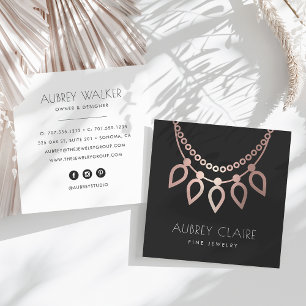 Ro Guld Necklace Jeweler Logotyp Fyrkantigt Visitkort