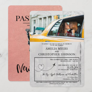 Ro Guld New York City Passport Bröllop Inbjudningar