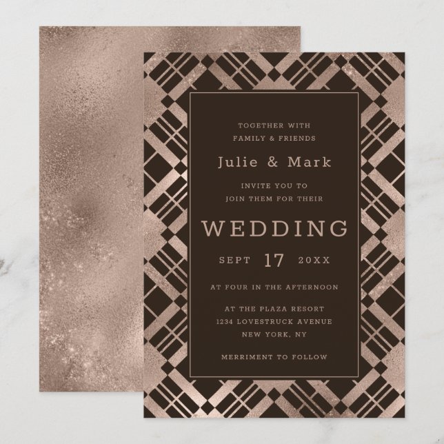 Ro Guld och alla andra Färg-bakgrundspapper i Bröl Inbjudningar (Fram/baksida)