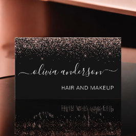 Ro Guld och Black Glitter Hair Makeup Salon Visitkort