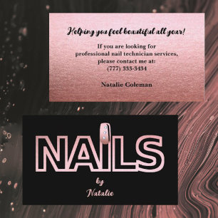 Ro Guld och Black Nail Technician Affärskort Visitkort
