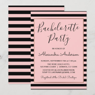 Ro Guld och Black Rand Bachelorette Party Inbjudningar
