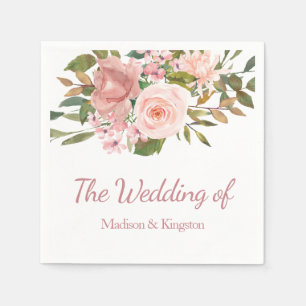 Ro Guld och  blommor Bröllop Napkin Pappersservett