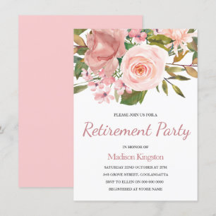 Ro Guld och blommor Pension Party Inbjudan