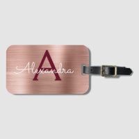 Ro Guld och Burgundy Brushed Metall Monogram