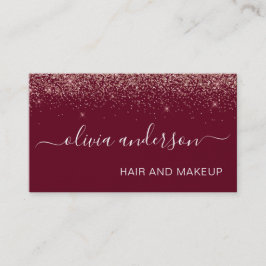 Ro Guld och Burgundy Glitter Hair Makeup Salon Visitkort