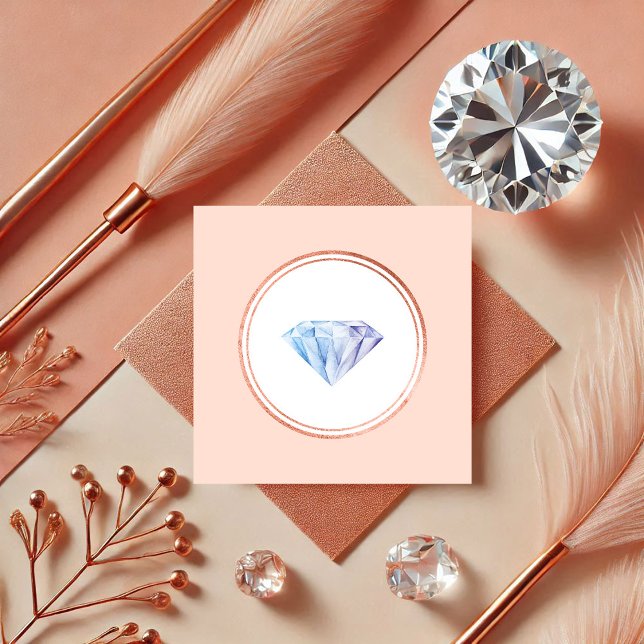 Ro Guld och  diamantBröllopsfixaren Fyrkantigt Visitkort (Rose Gold and Pink Diamond Wedding Planner Square Business Card)
