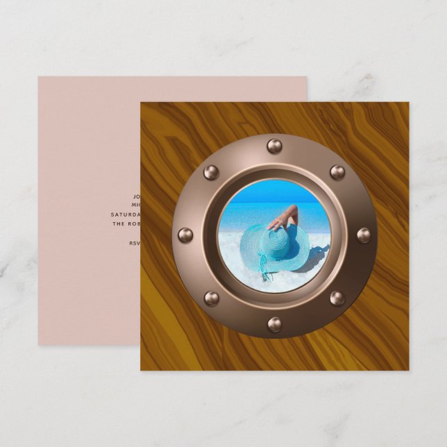 Ro Guld och  foto för Nautisk Födelsedagsfest Inbjudningar (Fram/baksida)