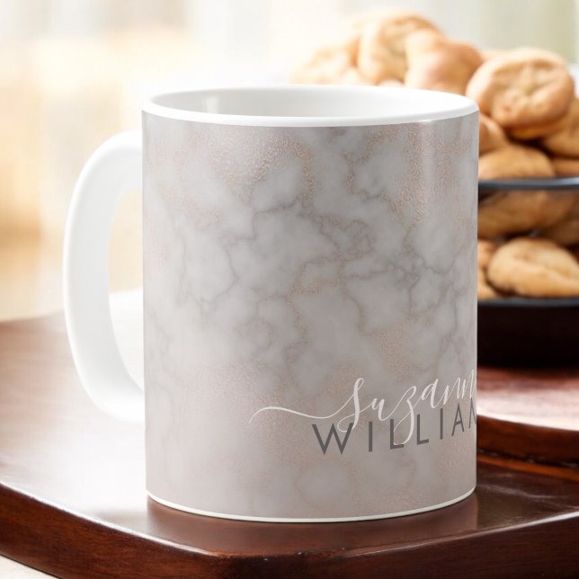 Ro Guld och Grått Elegant Marble Mönster Kaffemugg (Skapare uppladdad)