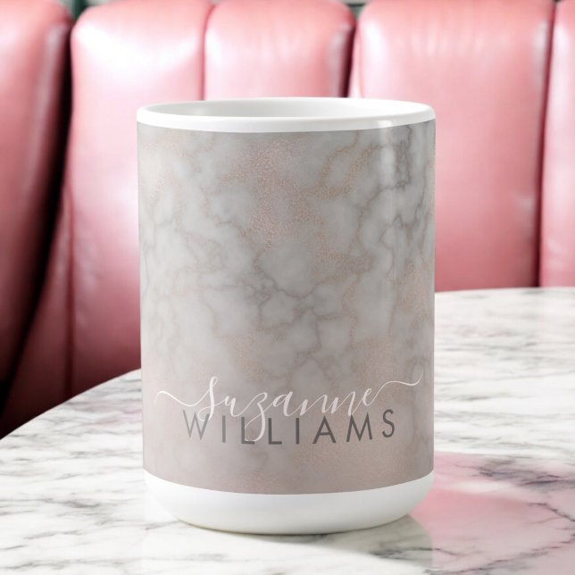 Ro Guld och Grått Elegant Marble Mönster Kaffemugg (Personalize this elegant mug with your name.)