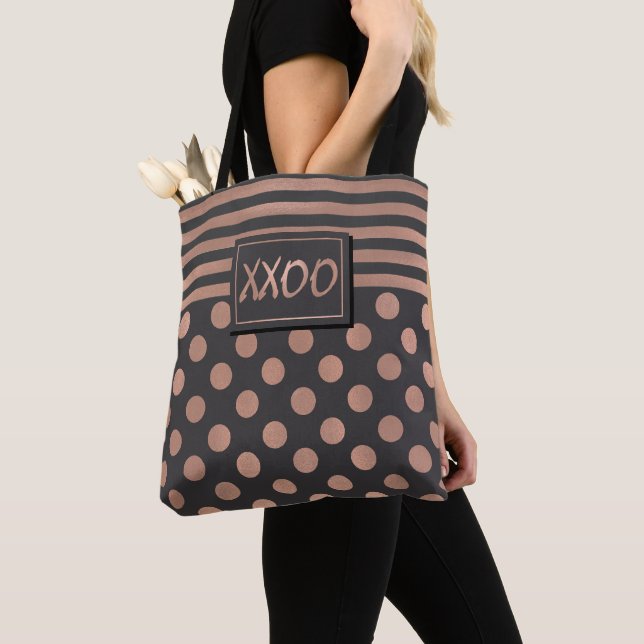 Ro Guld och Grått XXOO Tote Bag Tygkasse (Närbild)