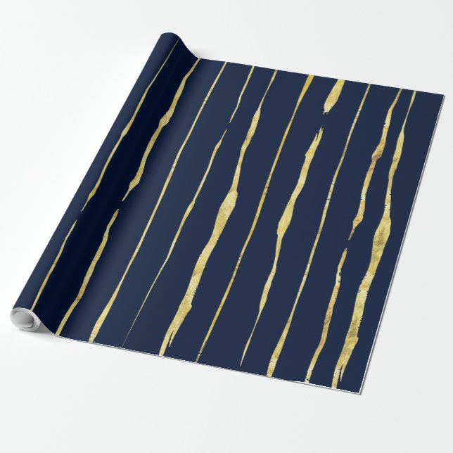 Ro-guld och Midnight-blue Abstrakt Rand Presentpapper (Utrullad)