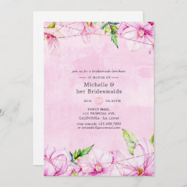 Ro Guld och Rosa Blommigt Bridesmaids Luncheon Inbjudningar