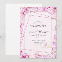 Ro Guld och Rosa Magnolia Geometric Quinceañera