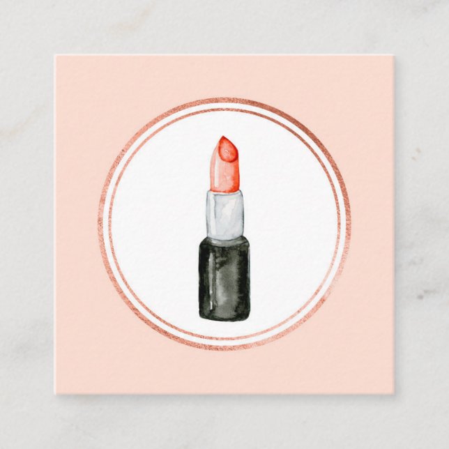 Ro Guld och Rosa Makeup Artist Social Media Icon Fyrkantigt Visitkort (Framsida)
