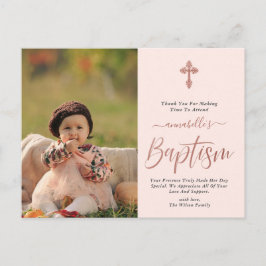 Ro Guld och Rosa Photo Girl Girl Baptism Tack Vykort