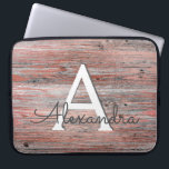 Ro Guld och Rustic Wood Monogram & Initial Laptop Sleeve<br><div class="desc">Faux Ro Gold Foil och Rustic Land Wood Monogram & Initial Fodral. Fodral kan anpassas så att det omfattar ditt första och första namn.</div>