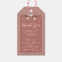 Ro Guld och Snyggt Glitter Bröllop Tack Presentetikett