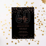 Ro guld och svart glitter gnistra 60-årsdagen inbjudningar<br><div class="desc">Den här jättelika 60:e inbjudan innehåller disketter för gnistra i ro guld på svart bakgrund. Om du vill göra en mer avancerad anpassning av den här designen,  t.ex. ändra layout,  teckensnitt eller storlek text,  klickar du på knappen "CUSTOMIZE" ovan. Kontakta mig om du vill ha några frågor!</div>