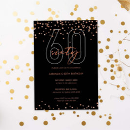 Ro guld och svart glitter gnistra 60-årsdagen inbjudningar