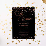 Ro guld och svart glitter gnistra födelsedag inbjudningar<br><div class="desc">Den här vackra födelsedagsinbjudan innehåller disketter av gnistran ro guld på svart bakgrund. Om du vill göra en mer avancerad anpassning av den här designen,  t.ex. ändra layout,  teckensnitt eller storlek text,  klickar du på knappen "CUSTOMIZE" ovan. Kontakta mig om du vill ha några frågor!</div>