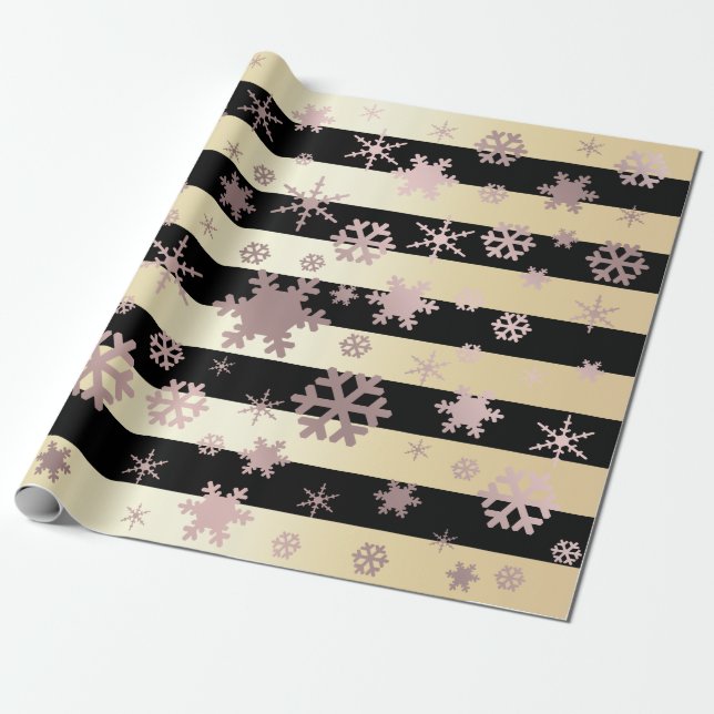 Ro Guld och svart jul Snowflake Mönster Presentpapper (Utrullad)