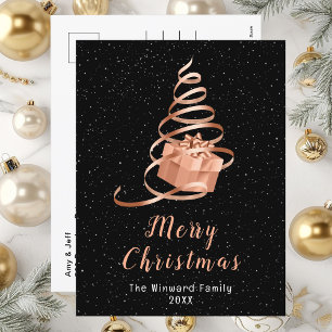 Ro Guld och Svart Ribbon Gift God jul Helg Vykort