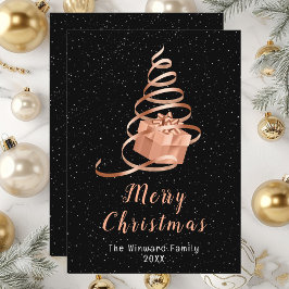Ro Guld och Svart Ribbon Gift God jul Julkort