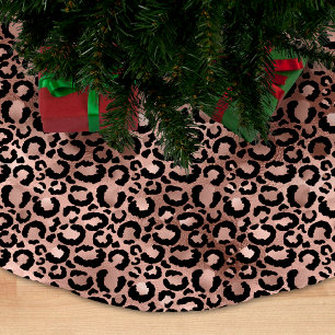 Ro Guld och Svarta leopardfläckar Julgransmatta Borstad Polyester
