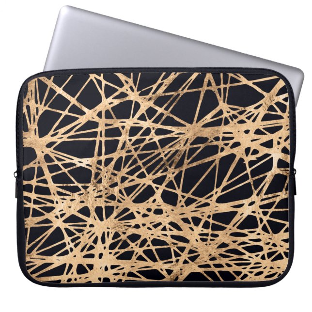 Ro guld och svarta nödställda mönster laptop fodral (Framsidan)