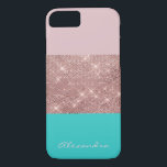 Ro Guld och Turquise Monogrammed Färg block<br><div class="desc">Cute  Rosa Gnistra och Teal Blue Monogram Färg Block Girly Smart Phone Case som du kan lägga till ditt namn i. Kontakta designern om du vill ha ytterligare matchande objekt.</div>