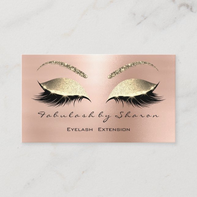 Ro Guld Öga Makeup Lash Instagram FB Mail Rosa Visitkort (Framsida)
