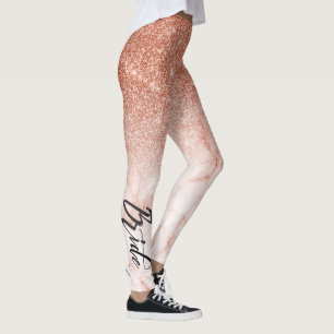 Ro Guld Ombre Glitter Bröllop Bride Marble Leggings