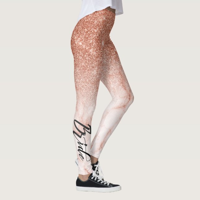 Ro Guld Ombre Glitter Bröllop Bride Marble Leggings (Höger)