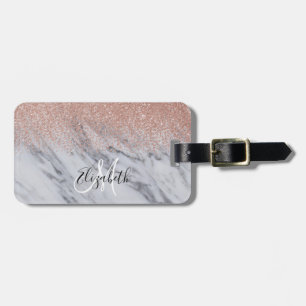 Ro Guld Ombre Glitter Monogram Marble Luggage Bagagebricka