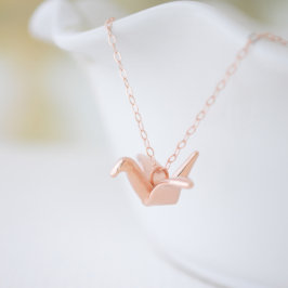 Ro Guld Origami Foldad Crane Necklace