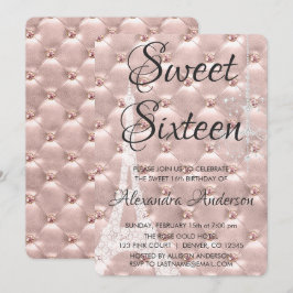 Ro Guld Paris Sweet sixteen Födelsedagsfest Inbjudningar