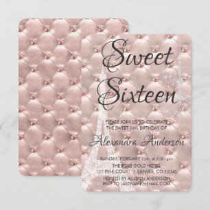 Ro Guld Paris Sweet sixteen Födelsedagsfest Inbjudningar