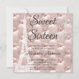 Ro Guld Paris Sweet sixteen Födelsedagsfest Inbjudningar