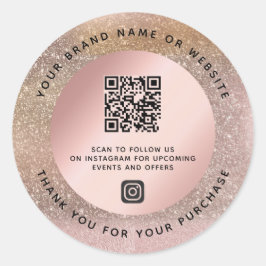 Ro Guld Pastel Glitter Tack QR-kod Runt Klistermärke