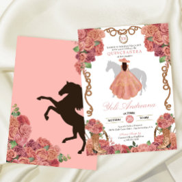 Ro Guld  Peach Western Charro Quinceañera Inbjudningar