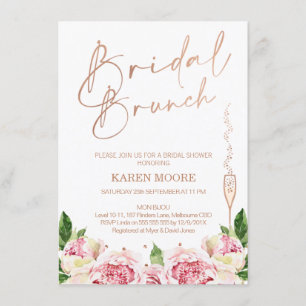Ro Guld Peonies Möhippa Brunch Shower-inbjudan Inbjudningar