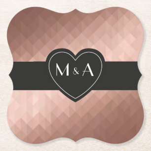 Ro guld personlig Pars monogram i hjärtat Underlägg Papper