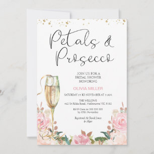 Ro Guld Petals- och Prosecco-Möhippan Inbjudningar