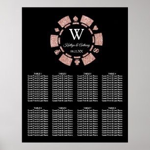 Ro Guld Poker Chip Casino Bröllop Glitter Poster