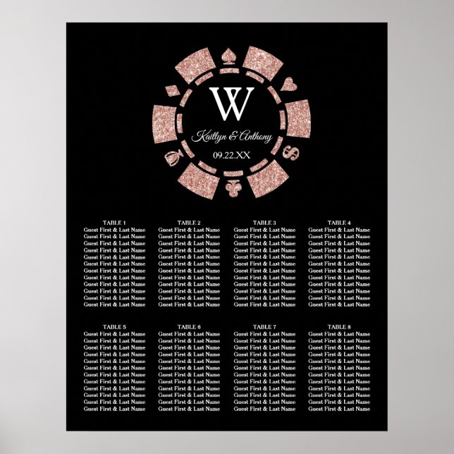 Ro Guld Poker Chip Casino Bröllop Glitter Poster (Framsidan)