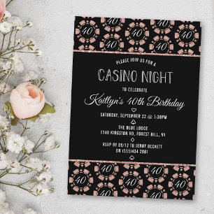 Ro Guld Poker Chip kasino Glitter Night Party Inbjudningar