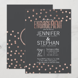 Ro Guld Polka dots och kol Grått Förlovning Inbjudningar